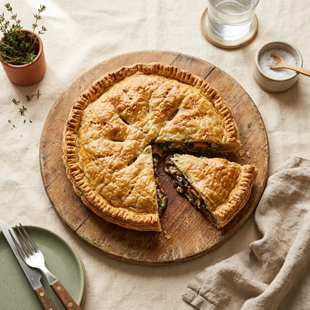 Tourte aux champignons & crème d'ail